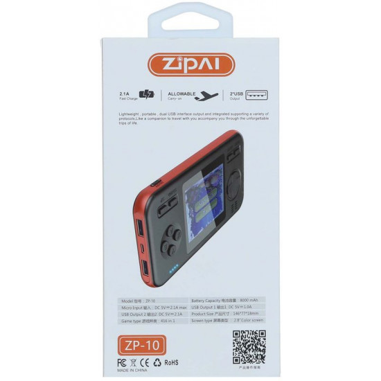 Zipai ZP-10 Fast Charging 2 in 1 Game Console Power Bank, 8000 MAH with 3 Outputs Zipai ZP-10 Fast Charging 2 in 1 Game Console Power Bank, 8000 MAH with 3 Outputs