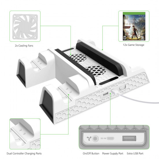 OIVO Vertical Cooling Stand Charging Station LED Fan OIVO Vertical Cooling Stand Charging Station LED Fan
