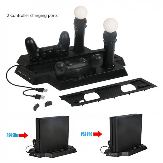 PS4 Slim / PS4 Universal Controller Charger with Cooling Fans, Vertical Stand Dual Controllers Charging Station PS4 Slim / PS4 Universal Controller Charger with Cooling Fans, Vertical Stand Dual Controllers Charging Station